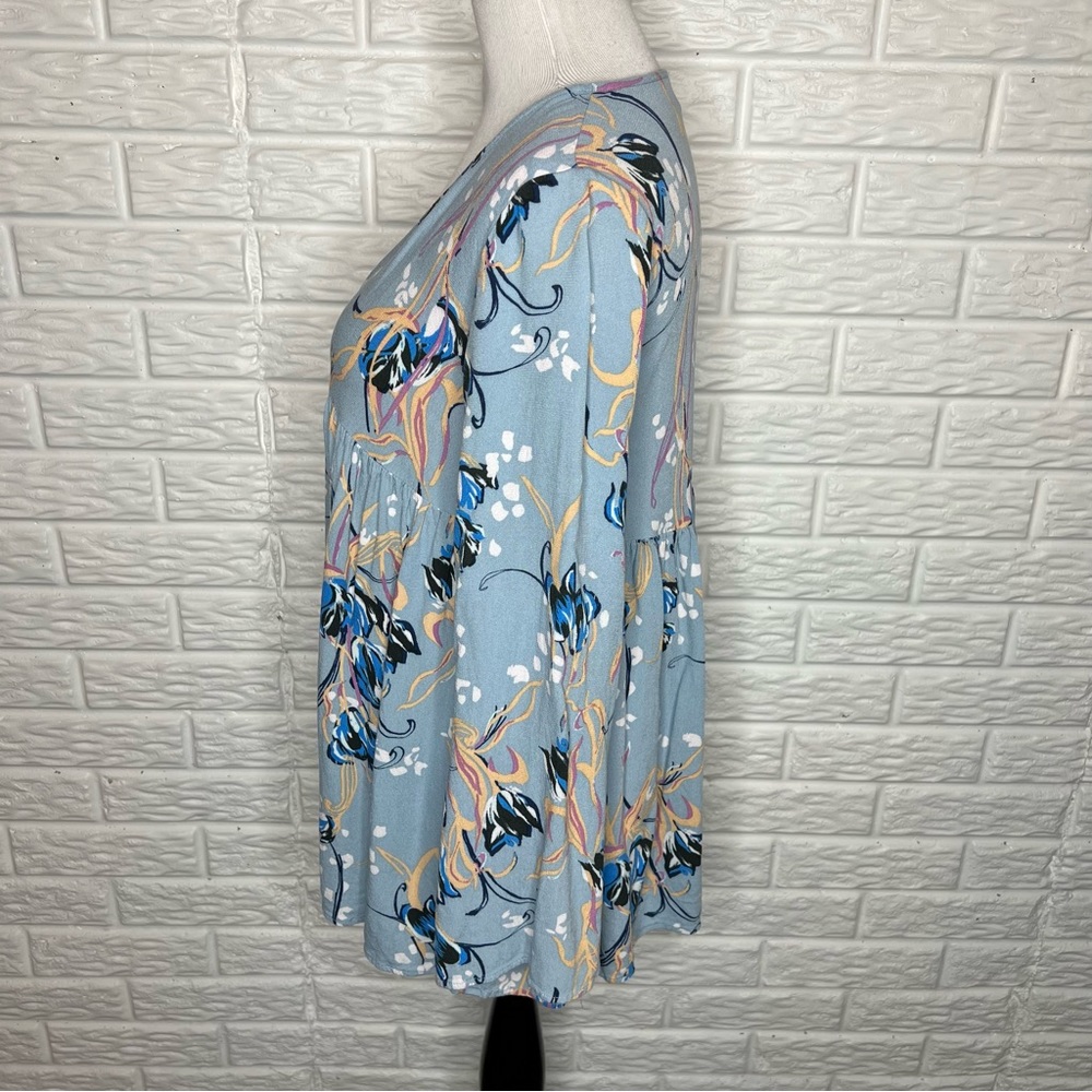 FREE PEOPLE Bella Printed Blur Blue Floral Tunic Dress Size S - Picture 6 of 10